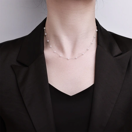 S925 sterling silver pearl necklace, a high-end, light luxury and versatile collarbone chain Valentine's Day gift for your best friend, a necklace pendant S925 sterling silver pearl necklace, a high-end, light luxury and versatile collarbone chain Valentine's Day gift for your best friend, a necklace pendant